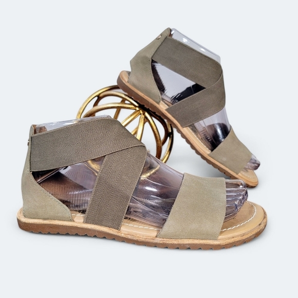 Sorel Olive Green Sandals Size 6 Leather Casual Boho - Picture 1 of 16